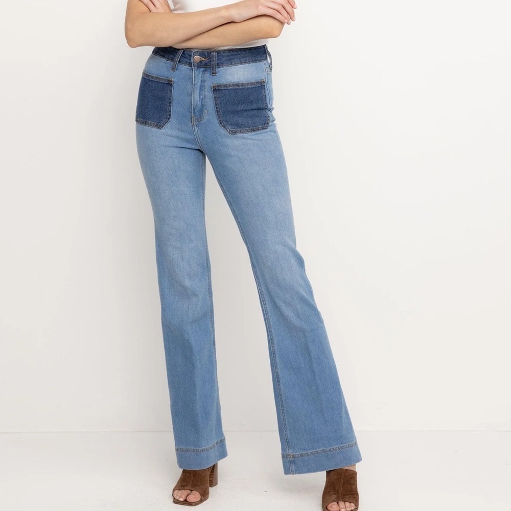 PTCL Women's Flare Jeans in Blue with Dark Pockets size 25 - Picture 14 of 14